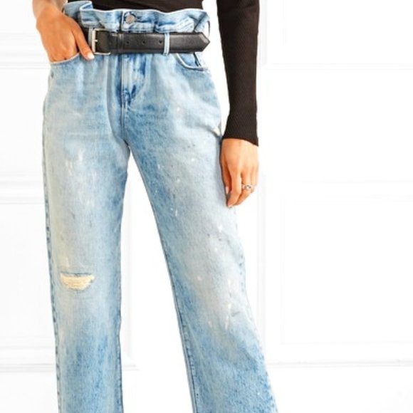 Pre-Order ght Blue High Rise Distressed Straight Leg Jeans